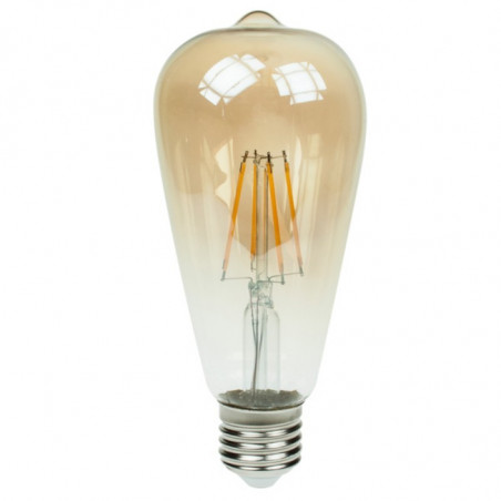 OPTONICA  LED CANDLE ST64 6.5W 810LM LUCE BIANCA CALDA E27 175-265V GOLDEN GLASS