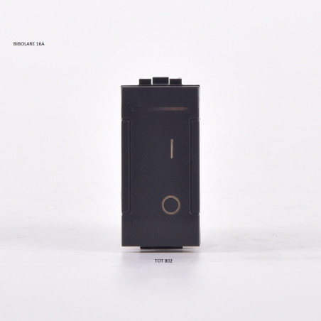 INTERRUTTORE BIPOLARE 01 (16A-250V) 802N COMPATIBILE BTICINO LIVING INTERNATIONAL NERO