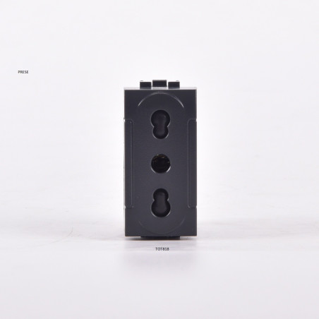 PRESA BIVALENTE (10A-250V) 2P+T 818N COMPATIBILE BTICINO LIVING INTERNATIONAL NERO