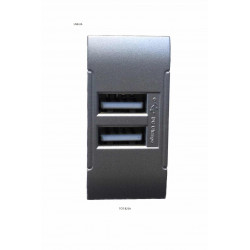 DOPPIA PRESA USB 2A 821 COMPATIBILE BTICINO LIVING INTERNATIONAL ARGENTO