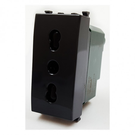 PRESA BIVALENTE 618N COMPATIBILE VIMAR PLANA NERA