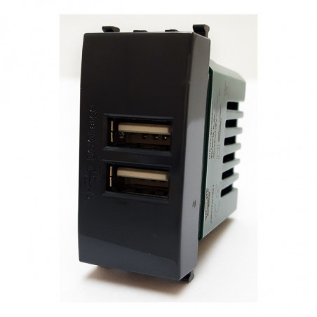 PRESA USB 2A 621N COMPATIBILE VIMAR PLANA NERA