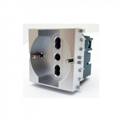 PRESA SCHUKO 614A COMPATIBILE VIMAR PLANA ARGENTO