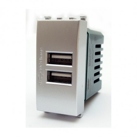 PRESA USB 2A 621A COMPATIBILE VIMAR PLANA ARGENTO