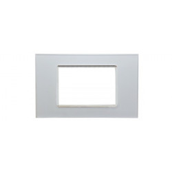 PLACCA 8003BL-1 3P BIANCA COMPATIBILE BTICINO LIVING INTERNATIONAL E LIGHT IN VETRO