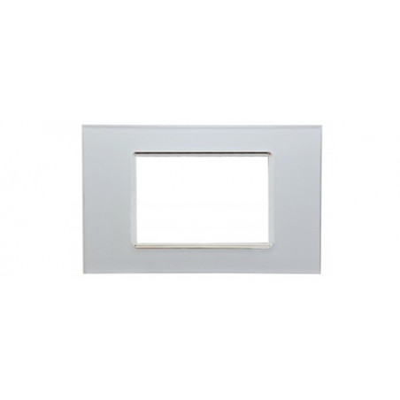 PLACCA 8003BL-1 3P BIANCA COMPATIBILE BTICINO LIVING INTERNATIONAL E LIGHT IN VETRO