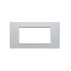 PLACCA 8004BL-1 4P BIANCA COMPATIBILE BTICINO LIVING INTERNATIONAL E LIGHT IN VETRO