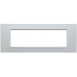 PLACCA 8007BL-1 6P BIANCA COMPATIBILE BTICINO LIVING INTERNATIONAL E LIGHT IN VETRO