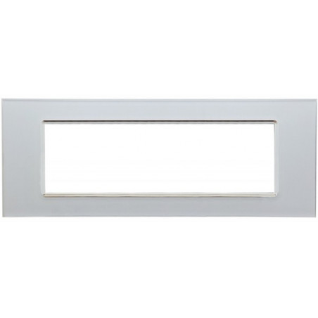 PLACCA 8007BL-1 6P BIANCA COMPATIBILE BTICINO LIVING INTERNATIONAL E LIGHT IN VETRO