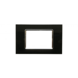 PLACCA 8003BL-2 3P NERA COMPATIBILE BTICINO LIVING INTERNATIONAL E LIGHT IN VETRO