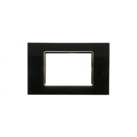 PLACCA 8003BL-2 3P NERA COMPATIBILE BTICINO LIVING INTERNATIONAL E LIGHT IN VETRO