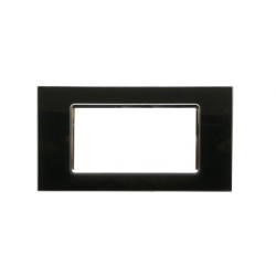 PLACCA 8004BL-2 4P NERA COMPATIBILE BTICINO LIVING INTERNATIONAL E LIGHT IN VETRO