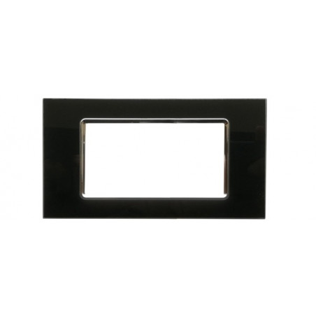 PLACCA 8004BL-2 4P NERA COMPATIBILE BTICINO LIVING INTERNATIONAL E LIGHT IN VETRO