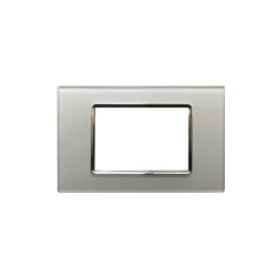 PLACCA 8003BL-3 3P SILVER COMPATIBILE BTICINO LIVING INTERNATIONAL E LIGHT IN VETRO