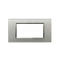 PLACCA 8004BL-3 4P SILVER COMPATIBILE BTICINO LIVING INTERNATIONAL E LIGHT IN VETRO