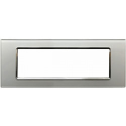 PLACCA 8007BL-3 7P SILVER COMPATIBILE BTICINO LIVING INTERNATIONAL E LIGHT IN VETRO