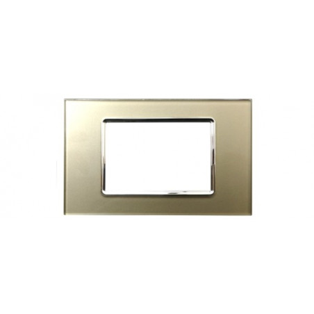 PLACCA 8003BL-4 3P CHAMPAGNE COMPATIBILE BTICINO LIVING INTERNATIONAL E LIGHT IN VETRO