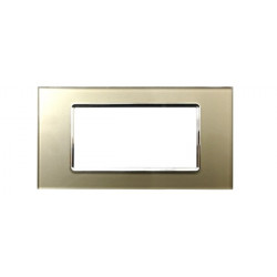 PLACCA 8004BL-4 4P CHAMPAGNE COMPATIBILE BTICINO LIVING INTERNATIONAL E LIGHT IN VETRO