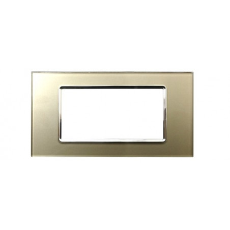 PLACCA 8004BL-4 4P CHAMPAGNE COMPATIBILE BTICINO LIVING INTERNATIONAL E LIGHT IN VETRO