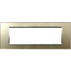 PLACCA 8007BL-4 7P CHAMPAGNE COMPATIBILE BTICINO LIVING INTERNATIONAL E LIGHT IN VETRO
