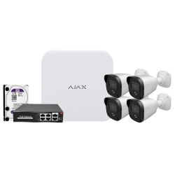 AJAX NVRKIT108B-4 Kit di videosorveglianza Ajax 8 CH. 4 telecamere bullet da 4 Mpx HD 1TB  POE 4CH