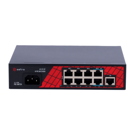 Safire Switch Hi-PoE 8 porte PoE + 1 Uplink RJ45 SF-SW0908HIPOE-120