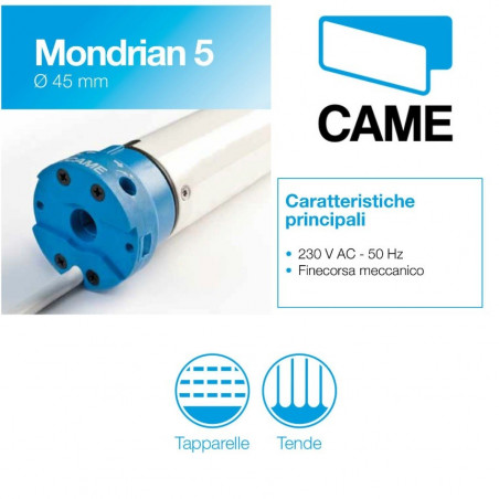 CAME MOTORE TUBOLARE PER TAPPARELLE FINO A 95KG MONDRIAN 5 50N 001Y5050A121MO